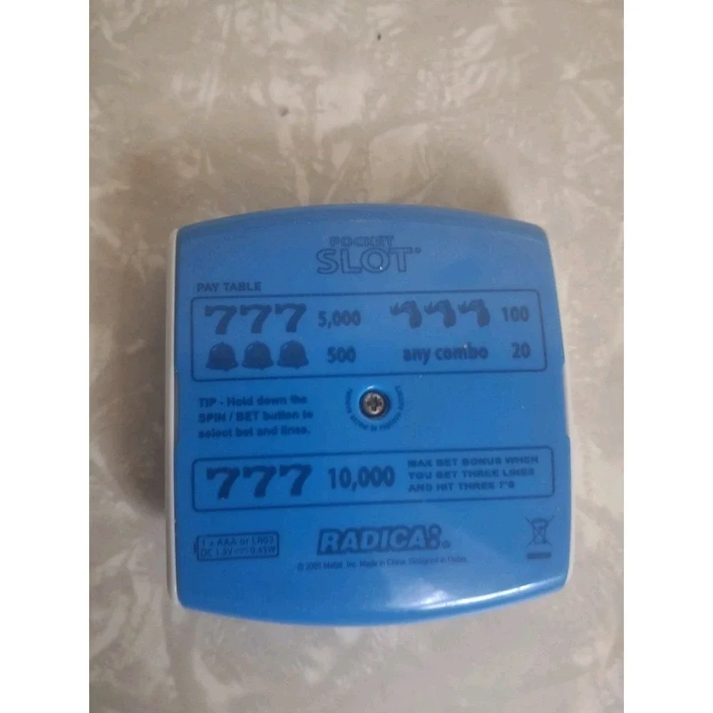Radica Slot Pocket, 3 Line Betting Electronic Handheld Game Mattel Blue Vintage
